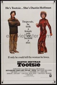 3c919 TOOTSIE duo style int'l 1sh '82 full-length Dustin Hoffman as himself and in drag!