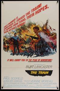 3c930 TRAIN style B 1sh '65 Burt Lancaster & Paul Scofield in WWII, directed by Frankenheimer!