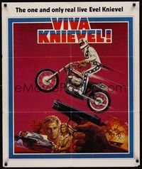 3c956 VIVA KNIEVEL special poster '77 best art of the greatest daredevil jumping his motorcycle!