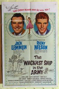 3c959 WACKIEST SHIP IN THE ARMY 1sh '60 Jack Lemmon & Ricky Nelson, wacky is the word for it!