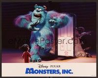 3d462 MONSTERS, INC. color 11x14 still '01 Disney & Pixar, giant Sully scared by little Boo!