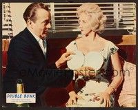 3d357 DOUBLE BUNK English LC '61 Dennis Price holds doilies at sexy Janette Scott's chest!
