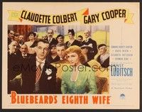 3d290 BLUEBEARD'S EIGHTH WIFE LC '38 c/u of sexy Claudette Colbert & millionaire Gary Cooper!