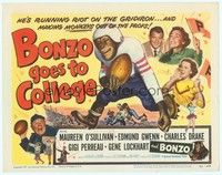 3d122 BONZO GOES TO COLLEGE TC '52 wacky artwork of chimp playing football, all new monkeyshines!