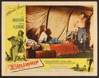 3d306 BULLWHIP signed LC #8 '58 by Rhonda Fleming, who's in bed watching Guy Madison remove shirt!