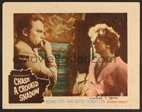 3d322 CHASE A CROOKED SHADOW signed LC #6 '58 by Herbert Lom, who's close up with Anne Baxter!