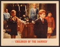 3d323 CHILDREN OF THE DAMNED LC #4 '64 those creepy kids stand guard over body of dead comrade!