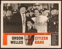 3d327 CITIZEN KANE LC #3 R56 Orson Welles with Ruth Warrick, their son & large crowd!