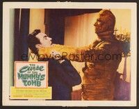 3d338 CURSE OF THE MUMMY'S TOMB LC '64 great close up of bandaged monster choking guy!