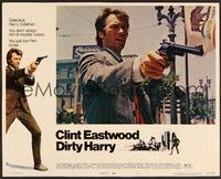 3d353 DIRTY HARRY LC #5 '71 great c/u of Clint Eastwood pointing gun, Don Siegel crime classic!