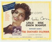 3d135 DOCTOR'S DILEMMA signed TC '59 by Leslie Caron, Bogarde thinks she'd be an appealing widow!