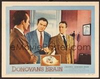 3d356 DONOVAN'S BRAIN LC '53 Lew Ayres points his finger in discussion with Gene Evans!