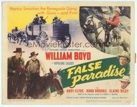 3d138 FALSE PARADISE TC '48 William Boyd as Hopalong Cassidy smashes the Renegade Gang with guns!