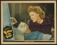 3d370 FOLLOW THE BOYS LC '44 odd image of Jeanette MacDonald laughing with blinded WWII soldier!