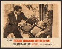 3d373 FROM RUSSIA WITH LOVE LC #7 '64 Sean Connery as James Bond pins woman to wall with chair!