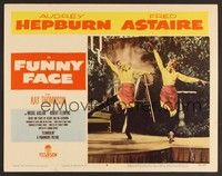 3d376 FUNNY FACE LC #6 '57 Audrey Hepburn performing on stage wearing odd costume!
