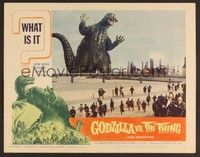 3d386 GODZILLA VS. THE THING LC #7 '64 great full-length image of Godzilla approaching factory!