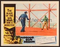 3d399 HIDEOUS SUN DEMON LC #7 '59 best image of monster Robert Clarke facing down cop!