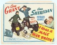 3d148 I WAS A MALE WAR BRIDE TC '49 cross-dresser Cary Grant & Ann Sheridan on motorcycle, Hawks