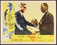 3d422 IPCRESS FILE LC #4 '65 close up of spy Michael Caine holding guy at gunpoint!