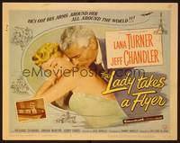 3d095 LADY TAKES A FLYER TC '58 best close up of Jeff Chandler nuzzling sexy Lana Turner!