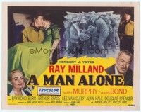 3d160 MAN ALONE TC '55 star & director Ray Milland carrying pretty Mary Murphy!
