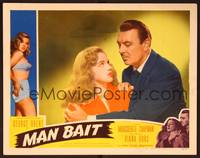 3d452 MAN BAIT LC #7 '52 close up of George Brent holding sexiest Diana Dors!