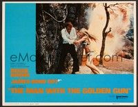 3d453 MAN WITH THE GOLDEN GUN LC #2 '74 Roger Moore as Bond & sexy Britt Ekland escape explosion!