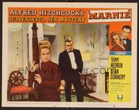3d081 MARNIE LC #2 '64 Sean Connery in tuxedo with Tippi Hedren in bedroom, Alfred Hitchcock