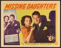 3d460 MISSING DAUGHTERS LC '39 close up of sexy Rochelle Hudson held by Richard Arlen pointing gun!