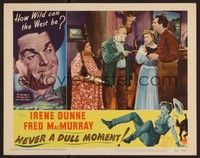 3d471 NEVER A DULL MOMENT LC #3 '50 Irene Dunne & Fred MacMurray w/man covered in shaving cream!