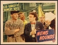 3d474 NEWS HOUNDS LC #5 '47 Bowery Boys Leo Gorcey, Huntz Hall & Louie wearing party hats!