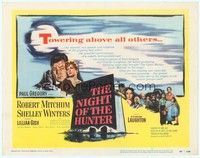 3d168 NIGHT OF THE HUNTER TC '55 Robert Mitchum, Shelley Winters, Charles Laughton classic noir!