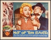 3d484 NOT OF THIS EARTH LC '57 close up of Beverly Garland grabbed by alien Paul Birch!