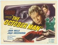 3d171 OCTOBER MAN TC '48 John Mills, Joan Greenwood, written by Eric Ambler, cool image!