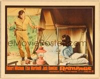3d522 RAMPAGE LC #4 '63 Robert Mitchum enters smoking Elsa Martinelli's tent!