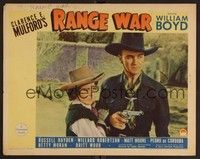 3d523 RANGE WAR LC '39 William Boyd as Hopalong Cassidy c/u with gun drawn protecting Betty Moran!