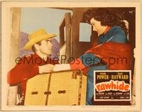 3d526 RAWHIDE LC #7 '51 Tyrone Power gets luggage for pretty Susan Hayward in stagecoach!