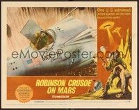 3d536 ROBINSON CRUSOE ON MARS LC #7 '64 Paul Mantee climbing out of his crashed space ship!