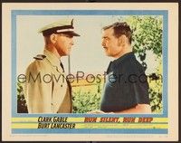 3d544 RUN SILENT, RUN DEEP LC #5 '58 c/u of Clark Gable & Burt Lancaster glaring at each other!