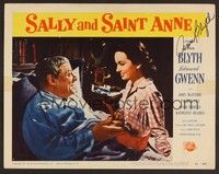 3d548 SALLY & SAINT ANNE signed LC #5 '52 by Ann Blyth, who's close up with Edmund Gwenn in bed!