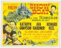3d191 SHOW BOAT TC '51 singing Kathryn Grayson, sexy Ava Gardner, Howard Keel, Joe E. Brown