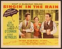 3d010 SINGIN' IN THE RAIN LC #2 '52 Gene Kelly, Donald O'Connor & Debbie Reynolds arm-in-arm!