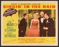 3d012 SINGIN' IN THE RAIN LC #4 '52 Gene Kelly & Millard Mitchell smile at Jean Hagen on the set!