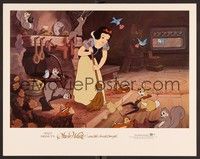 3d579 SNOW WHITE & THE SEVEN DWARFS LC R83 Disney cartoon, animals help Snow White clean house!
