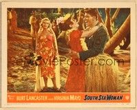 3d588 SOUTH SEA WOMAN LC #3 '53 sexy Virginia Mayo watches Burt Lancaster hugging other woman!