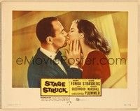 3d593 STAGE STRUCK LC #6 '58 best close up of Henry Fonda kissing sexy Susan Strasberg!