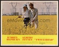 3d668 TWO FOR THE ROAD LC #2 '67 Audrey Hepburn & Albert Finney in field, Stanley Donen!