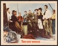3d669 TWO LOST WORLDS LC #8 '50 James Arness and lots of men by wheel of sailing ship!