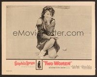 3d670 TWO WOMEN LC '61 Vittorio De Sica, classic image of crying Sophia Loren used on posters!